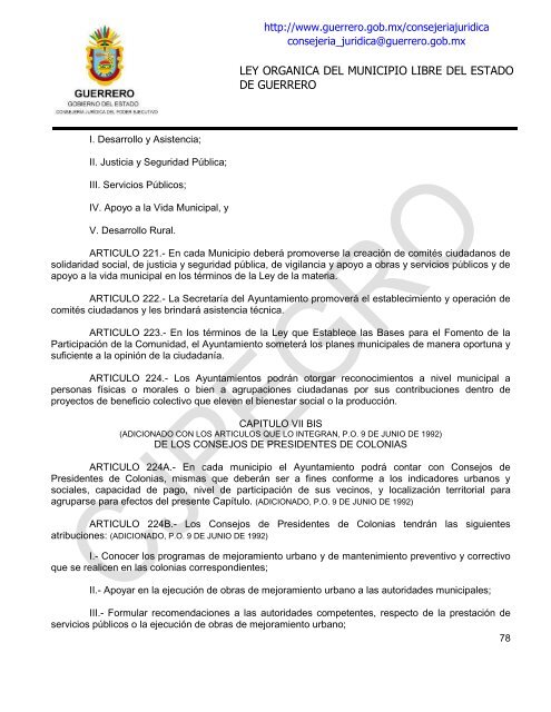 ley organica del municipio libre del estado de guerrero