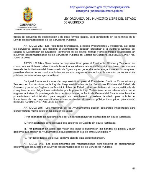 ley organica del municipio libre del estado de guerrero