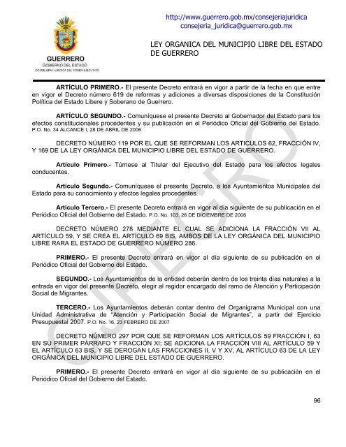 ley organica del municipio libre del estado de guerrero