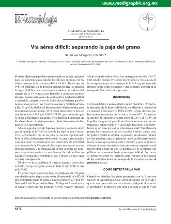 Vía aérea difícil: separando la paja del grano - edigraphic.com