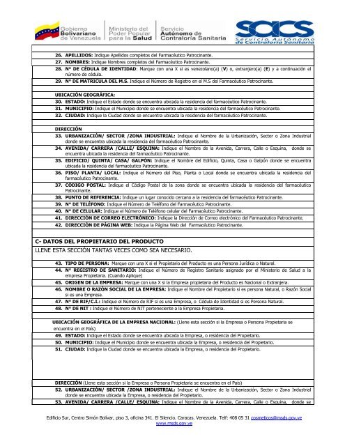 INSTRUCTIVO PARA EL LLENADO DEL FORMULARIO DE ... - SACS