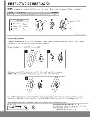 INSTRUCTIVO DE INSTALACIÓN - Cerrajes