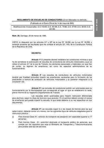 REGLAMENTO DE ESCUELAS DE CONDUCTORES - Todo Transito