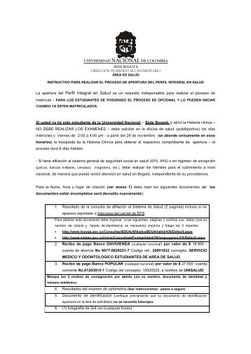 instructivo para realizar el proceso de apertura del - Registro.unal ...