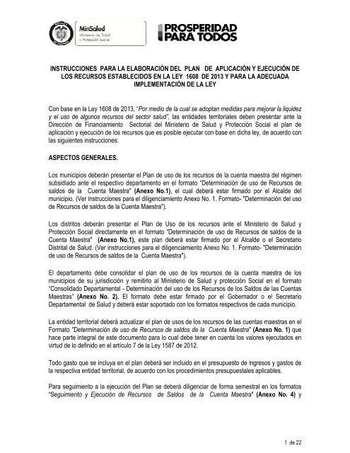 Instructivo Resolucion 292 de 2013 - Consultorsalud