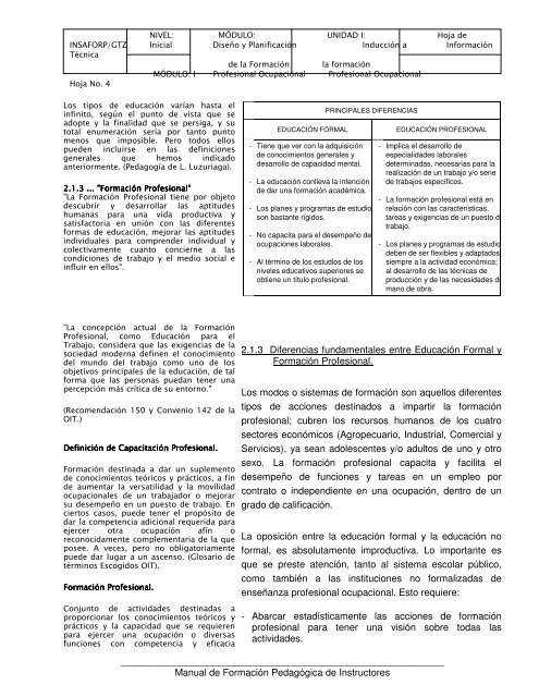 MANUAL DEL INSTRUCTOR/PARTICIPANTE - INSAFORP