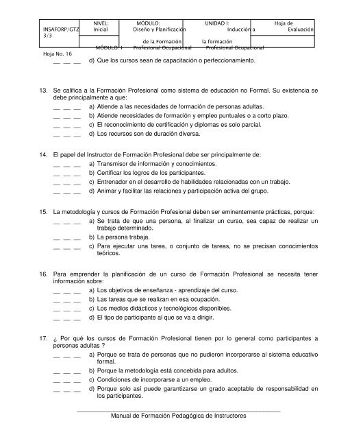 MANUAL DEL INSTRUCTOR/PARTICIPANTE - INSAFORP