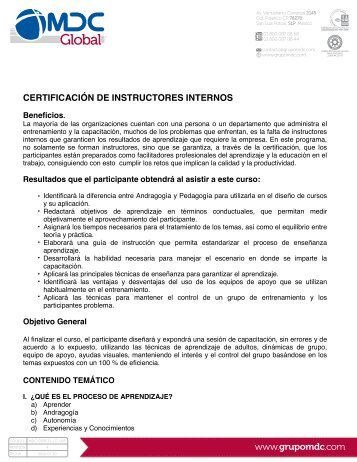 16. Certificación de instructores internos 190711