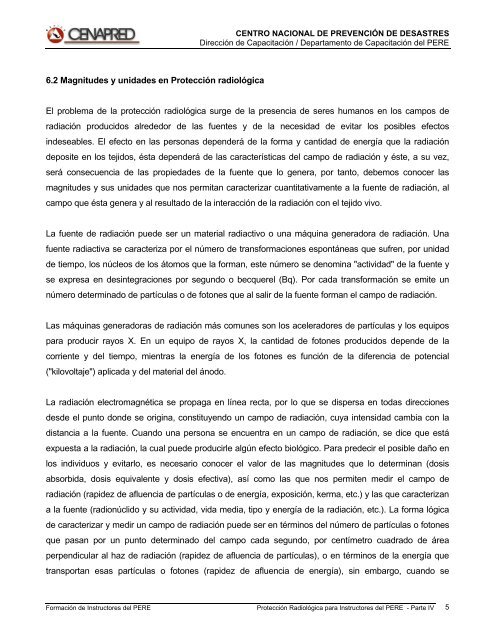 Manual del Participante PROTECCIÓN RADIOLÓGICA ... - Cenapred