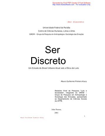 Ser Discreto - CCHLA - Universidade Federal da Paraíba