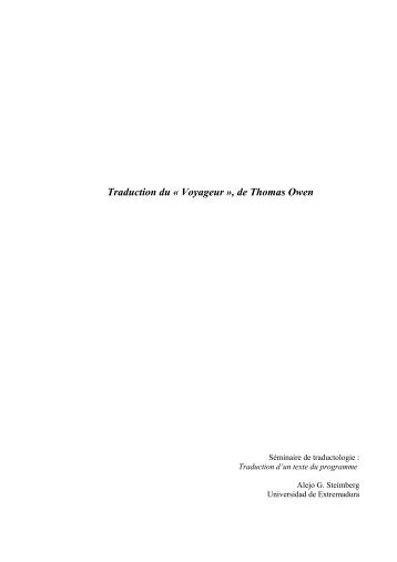 Traduction du « Voyageur », de Thomas Owen - RiLUnE