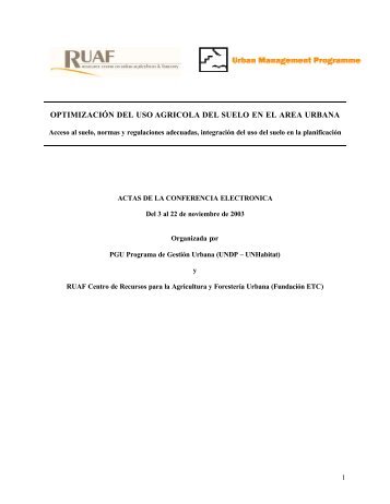 Actas de la conferencia electrónica - RUAF - Resource Centres on ...