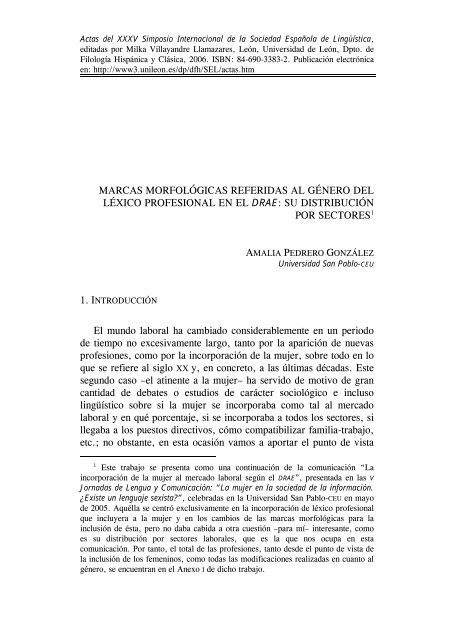 Marcas morfológicas referidas al género del léxico profesional en el ...