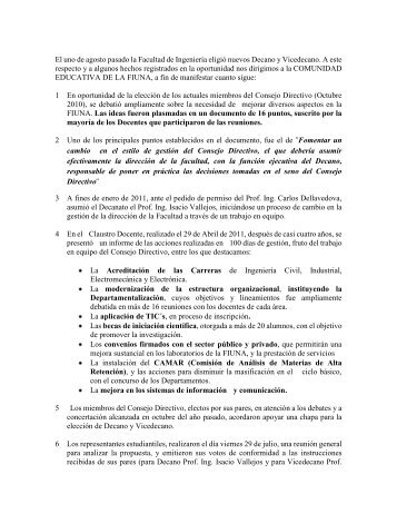 Descargar Comunicado de las Elecciones 2011 - Facultad de ...