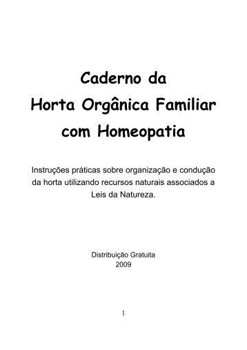 Caderno da Horta Orgânica Familiar com Homeopatia