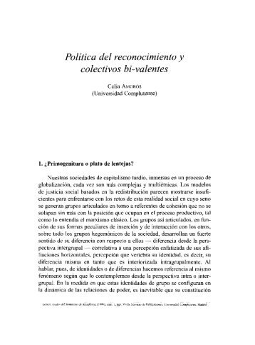 Política del reconocimiento y colectivos bi-valentes - Revistas ...