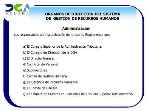 Reglamento Interno de Recursos Humanos y Estructura ... - DGA