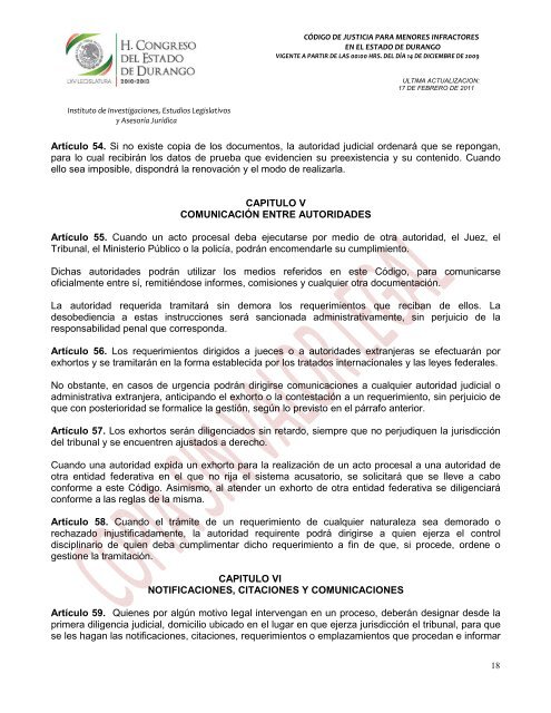 código de justicia para menores infractores en el estado de durango ...