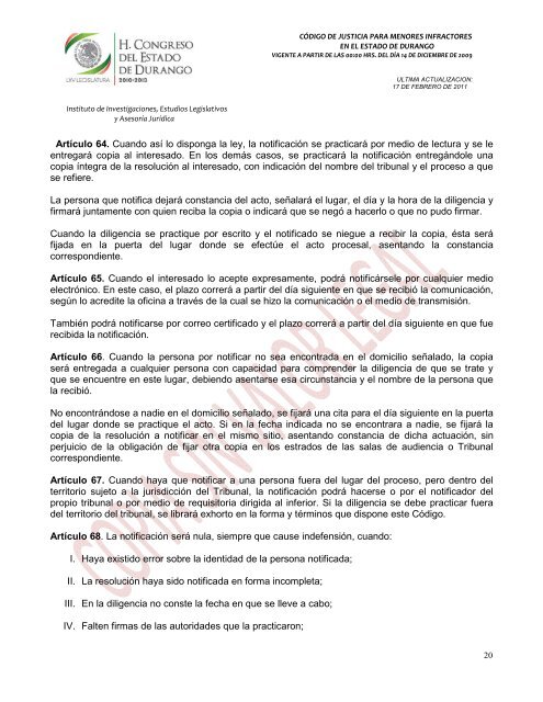 código de justicia para menores infractores en el estado de durango ...