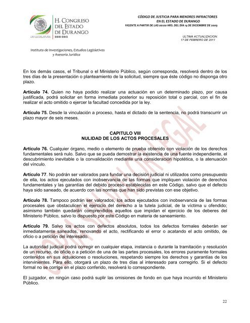 código de justicia para menores infractores en el estado de durango ...