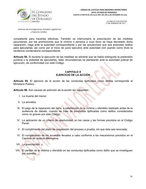 código de justicia para menores infractores en el estado de durango ...