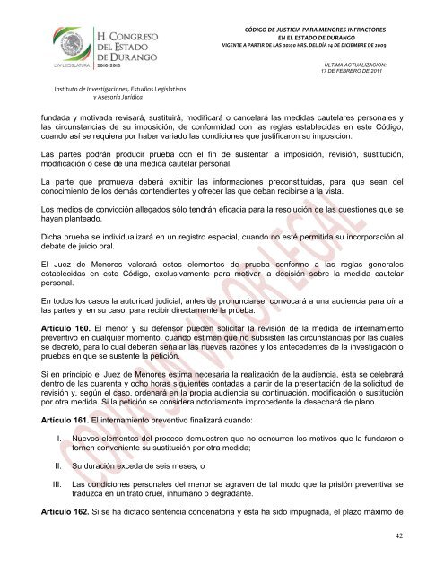 código de justicia para menores infractores en el estado de durango ...