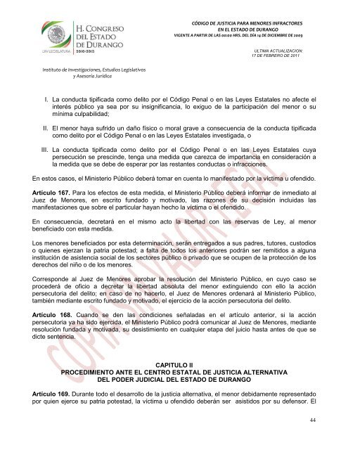 código de justicia para menores infractores en el estado de durango ...