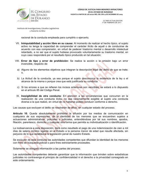 código de justicia para menores infractores en el estado de durango ...