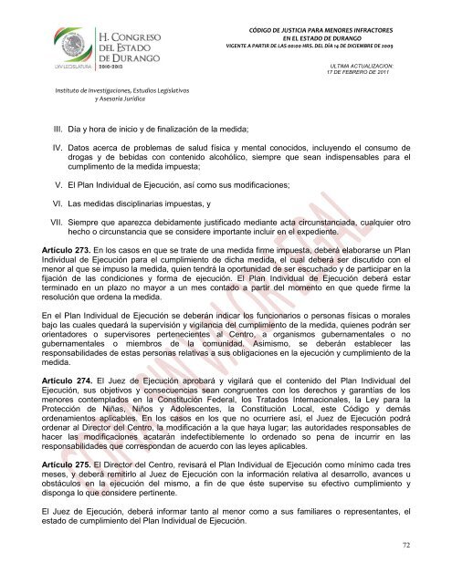 código de justicia para menores infractores en el estado de durango ...