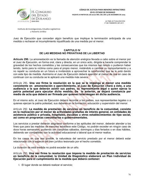 código de justicia para menores infractores en el estado de durango ...