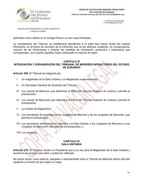 código de justicia para menores infractores en el estado de durango ...