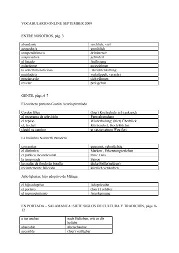 VOCABULARIO ONLINE SEPTEMBER 2009 - ECOS Online