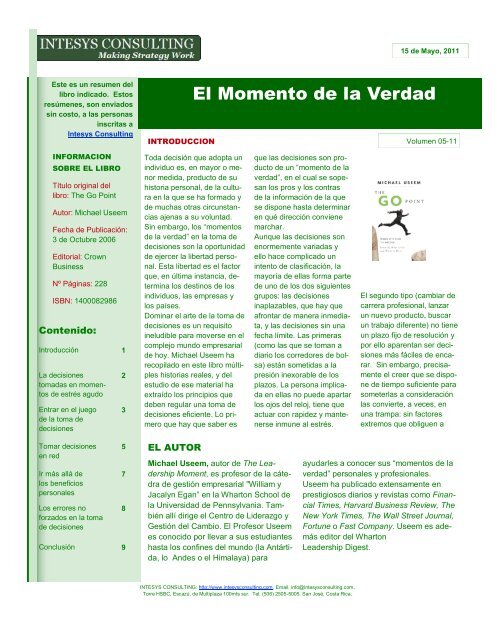 El Momento de la Verdad - INTESYS CONSULTING