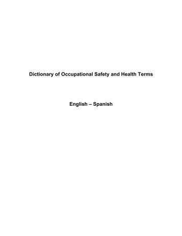 Dictionary of Occupational Safety and Health Terms - Texas ...