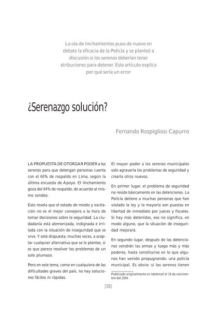 MANEJO Y GESTION DE LA SEGURIDAD - Seguridad Ciudadana