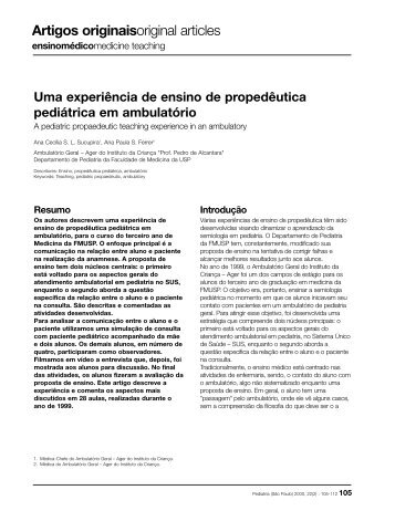 Artigos originaisoriginal articles - Pediatria (São Paulo) - USP