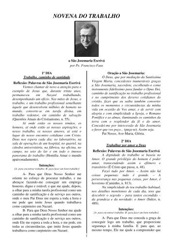 NOVENA DO TRABALHO - Saint Josemaria Escriva