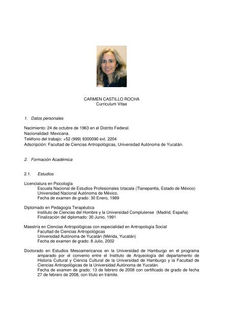 dra. carmen castillo rocha - Facultad de Ciencias Antropológicas ...