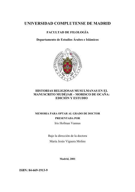 Historias religiosas musulmanas en el manuscrito mudéjar-morisco ...