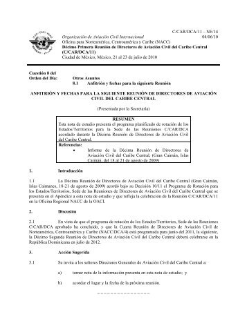 C/CAR/DCA/11 – NE/14 Organización de Aviación Civil ...