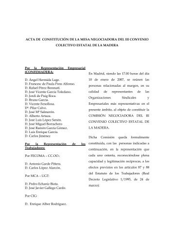 Acta de constitución de la mesa negociadora del III ... - Aemcm.net