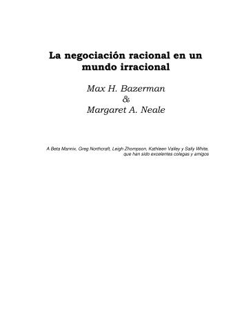 La negociación racional en un mundo irracional - Asesores de Gestión