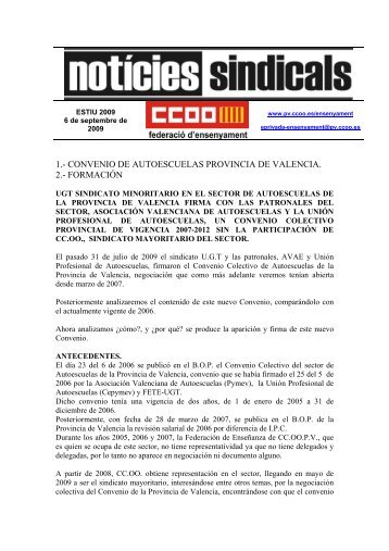 1.- convenio de autoescuelas provincia de valencia. 2 ... - CCOO