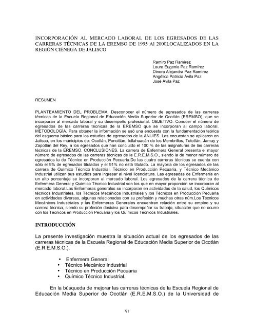 DE EGRESADOS - e-cademic - Universidad de Guadalajara