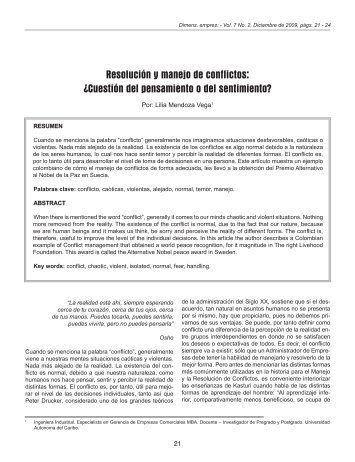 Resolución y manejo de conflictos - Universidad Autónoma del Caribe