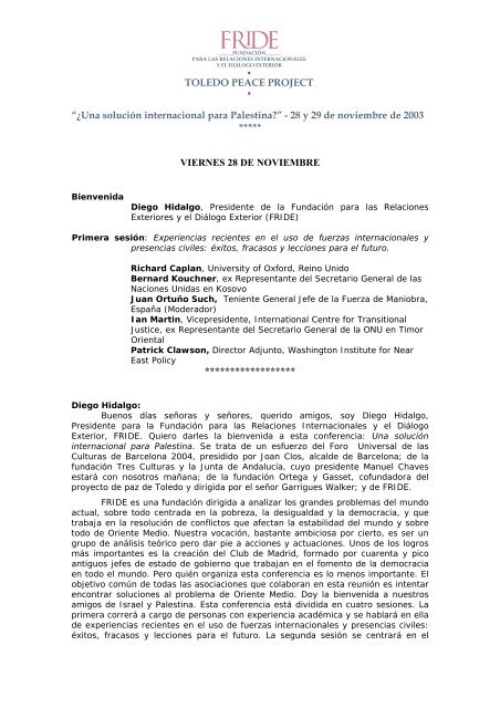 “¿Una solución internacional para Palestina?” - 28 y 29 de ... - FRIDE