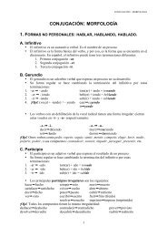 conjugación: morfología 1. formas no personales: hablar, hablando ...