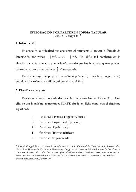 Integración por partes - Casanchi