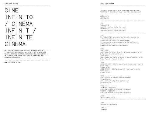 CINE INFINITO / CINEMA INFINIT / INFINITE CINEMA - Cultural Work