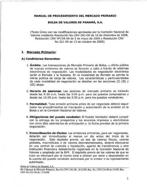 manual de procedimiento del mercado primario bolsa de valores